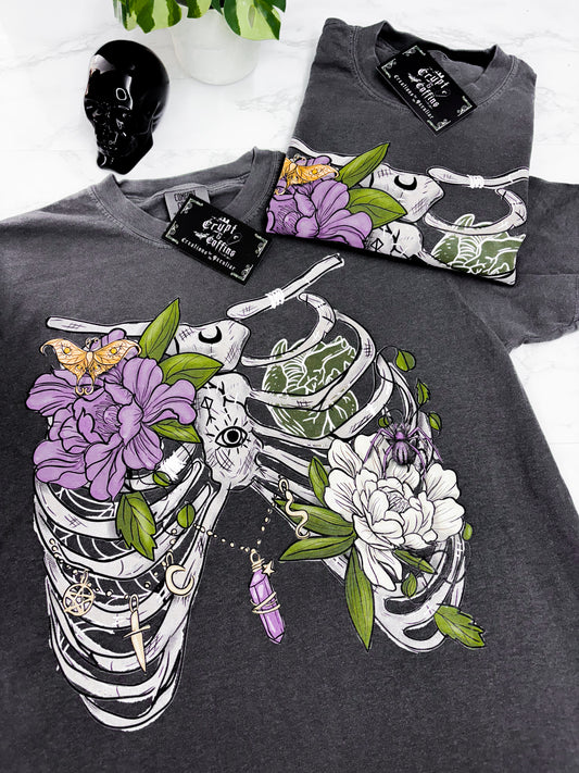 Witchy Ribcage | Charcoal Gray T-Shirt