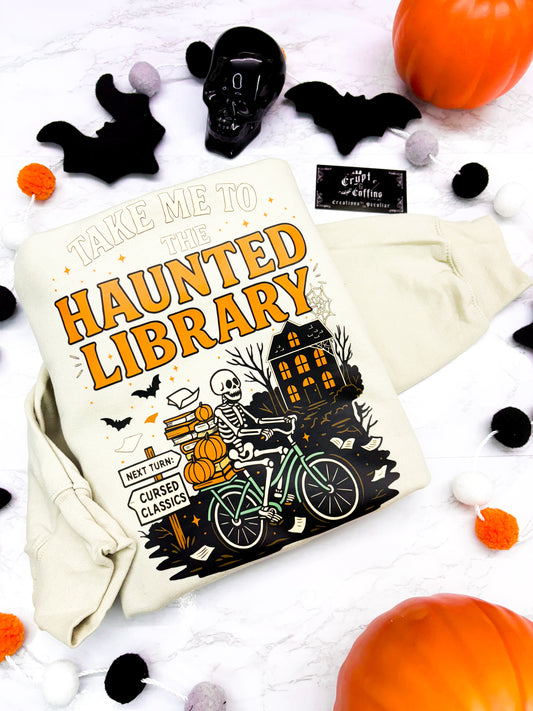 Haunted Library | Sandy Cream Crewneck Sweater