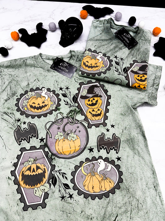 Vintage Pumpkin Stamps | Fern Green T-Shirt