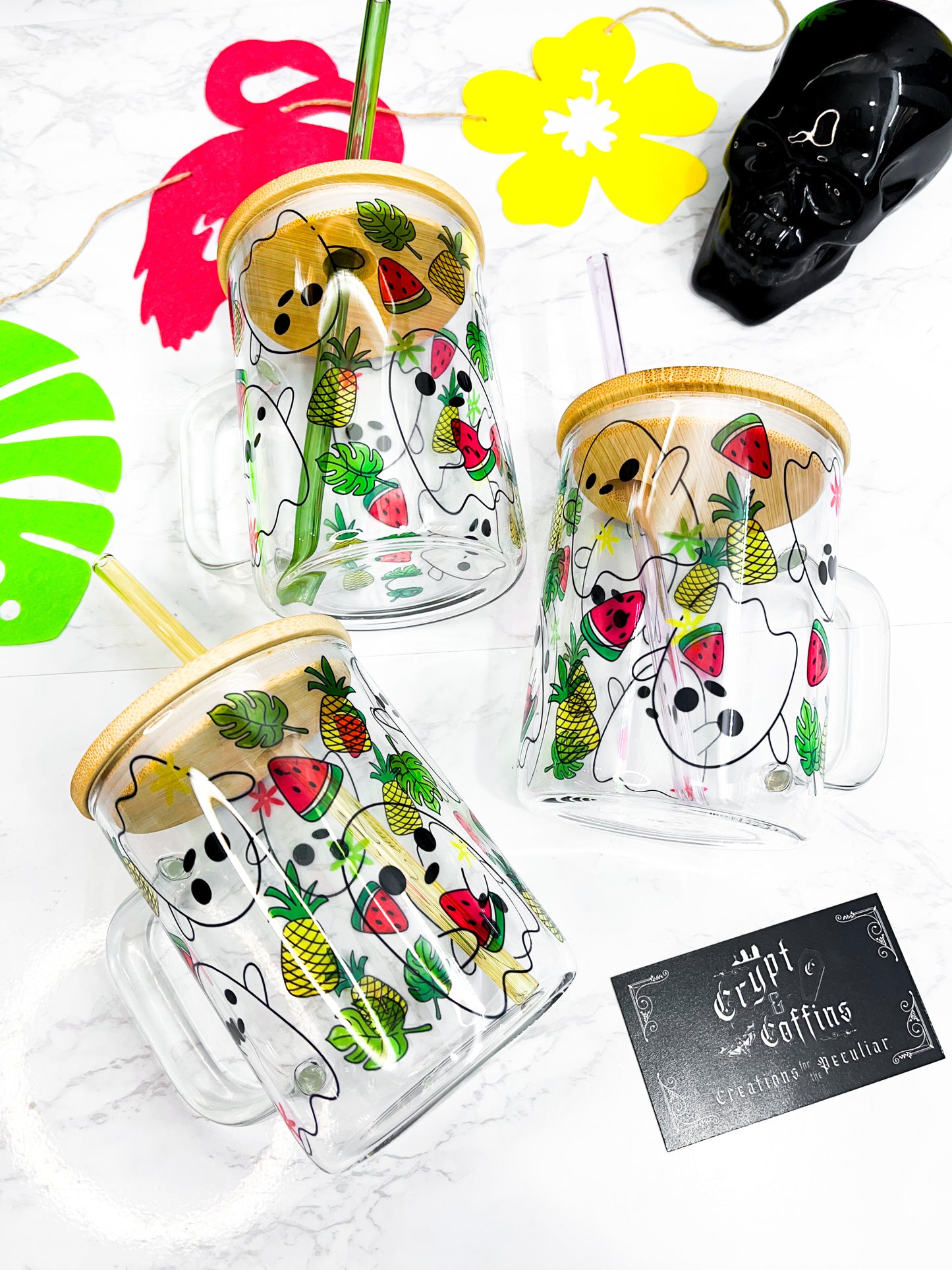 Tropical Ghostie | 15 oz. Hot + Cold Glass Mug