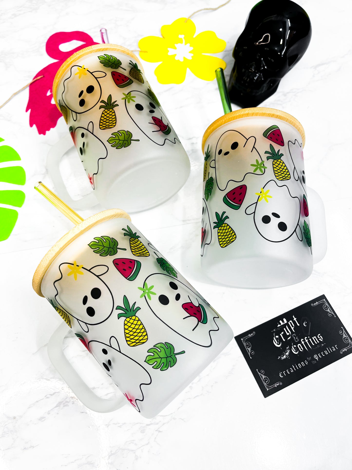 Tropical Ghostie | 15 oz. Hot + Cold Glass Mug