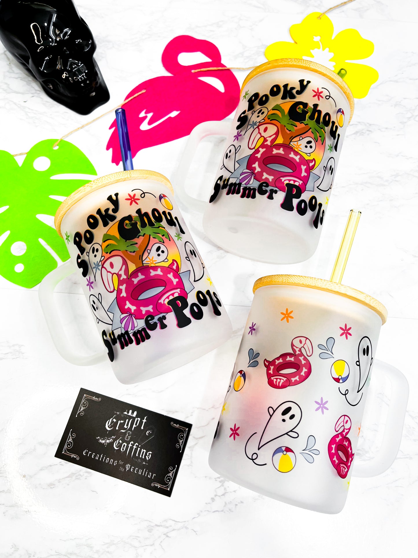 Spooky Ghoul Summer Pools | 15 oz. Hot + Cold Glass Frosted Mug