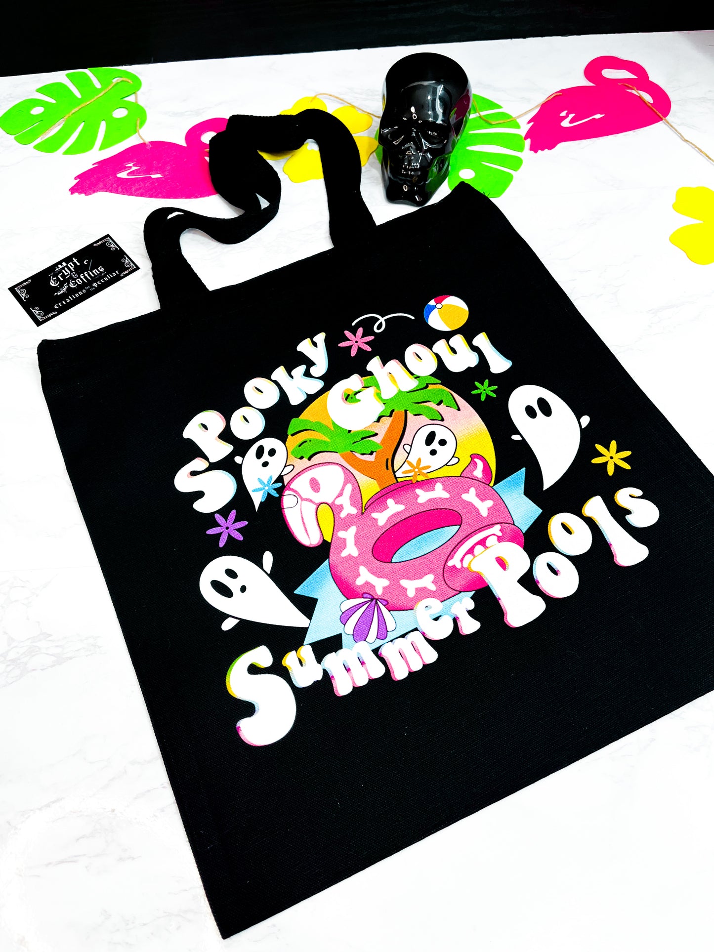 Spooky Ghoul Summer Pools | Black Tote Bag