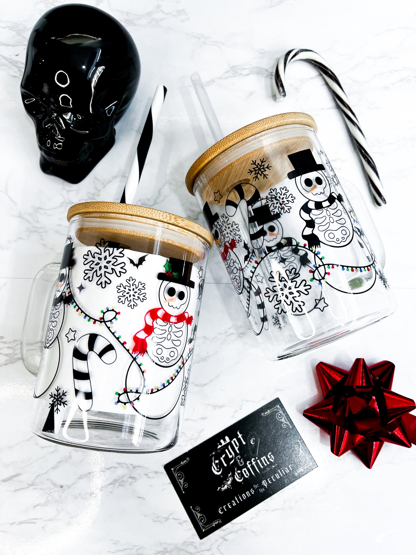 Snow-Skellie Snowflakes | 15 oz. Hot + Cold Glass Mug
