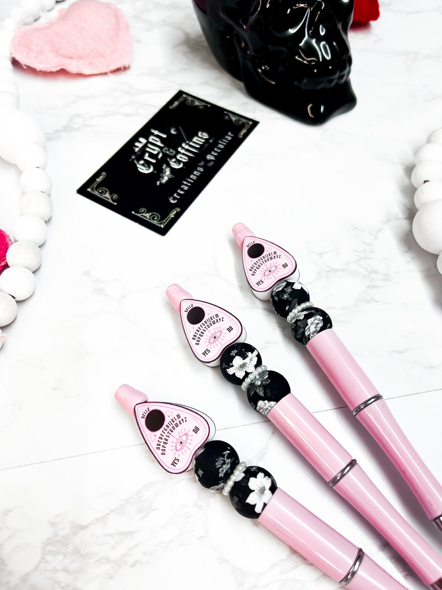 Pink Planchette | Beaded Pen