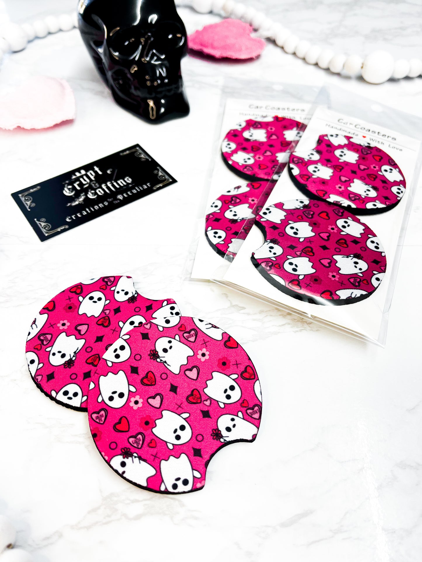 Valloween - Hand Pressed Car Coasters