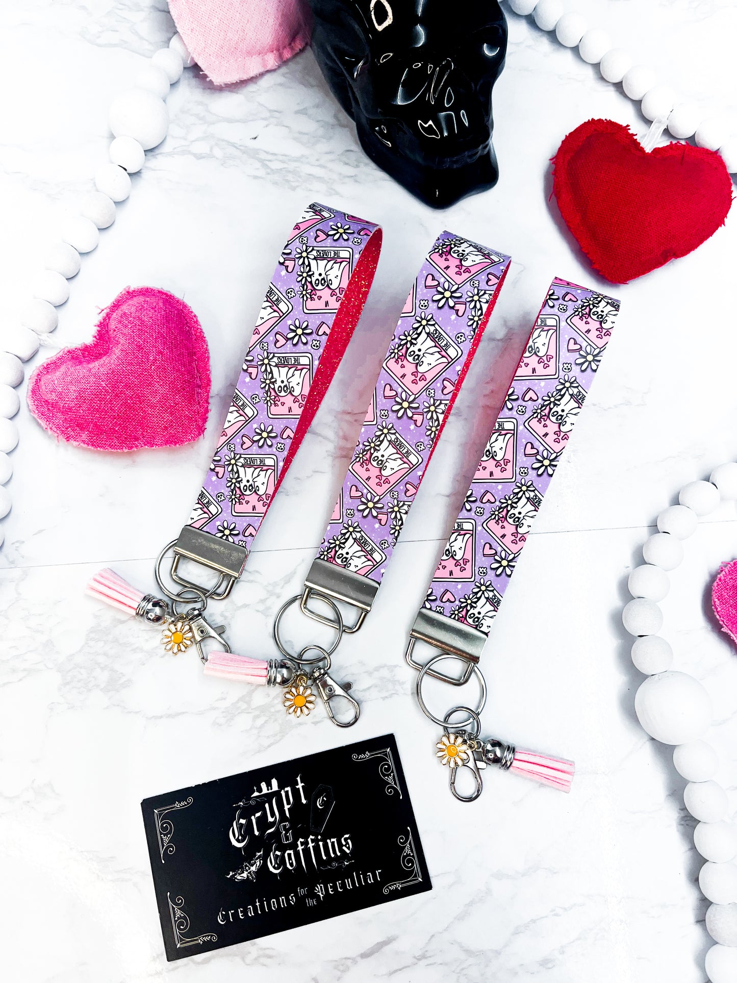 Ghostie SweetHearts | Faux Leather Keychain Wristlet