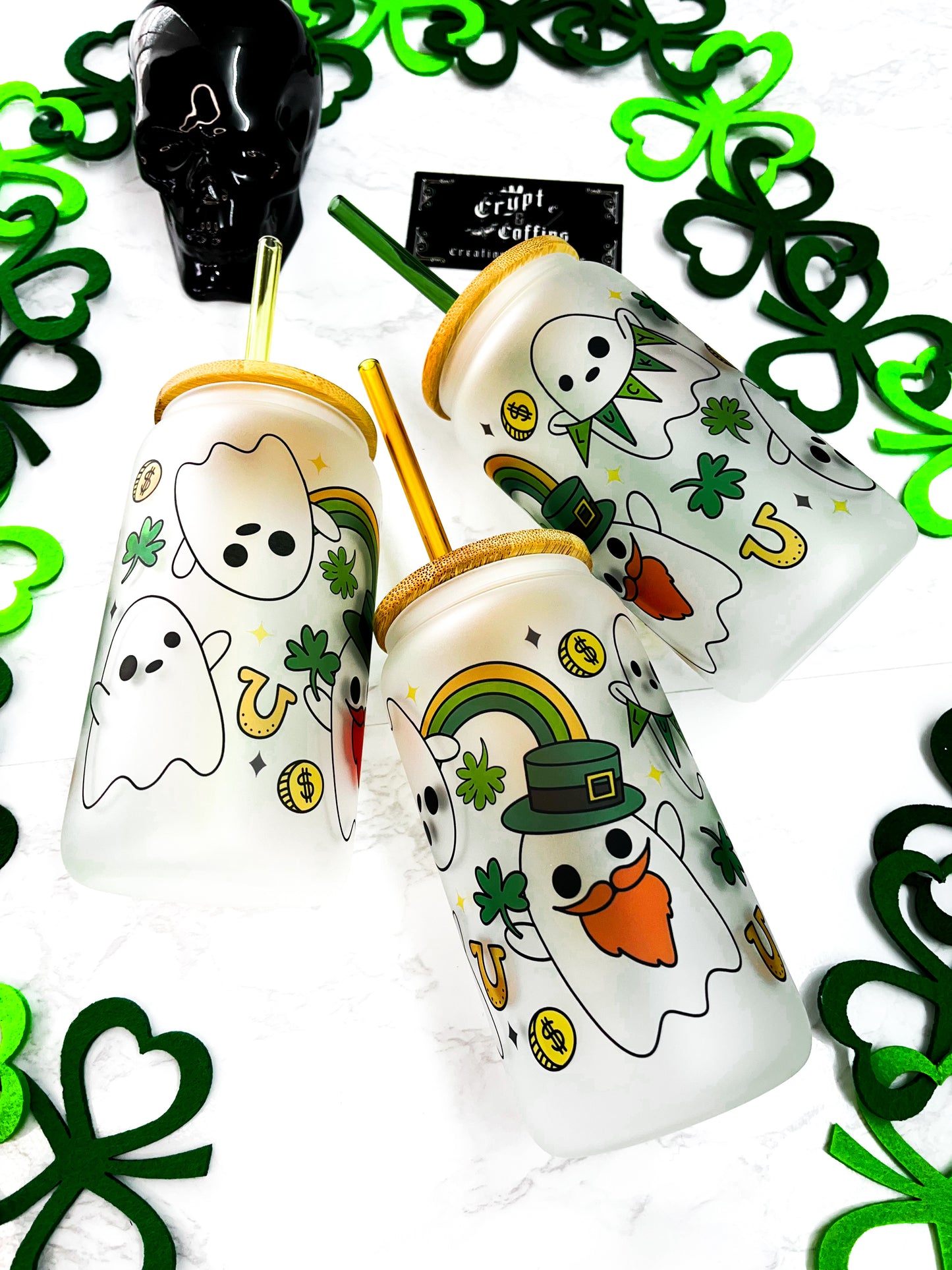 Luck of the Ghostie | 16 oz. Hot + Cold Glass Cup