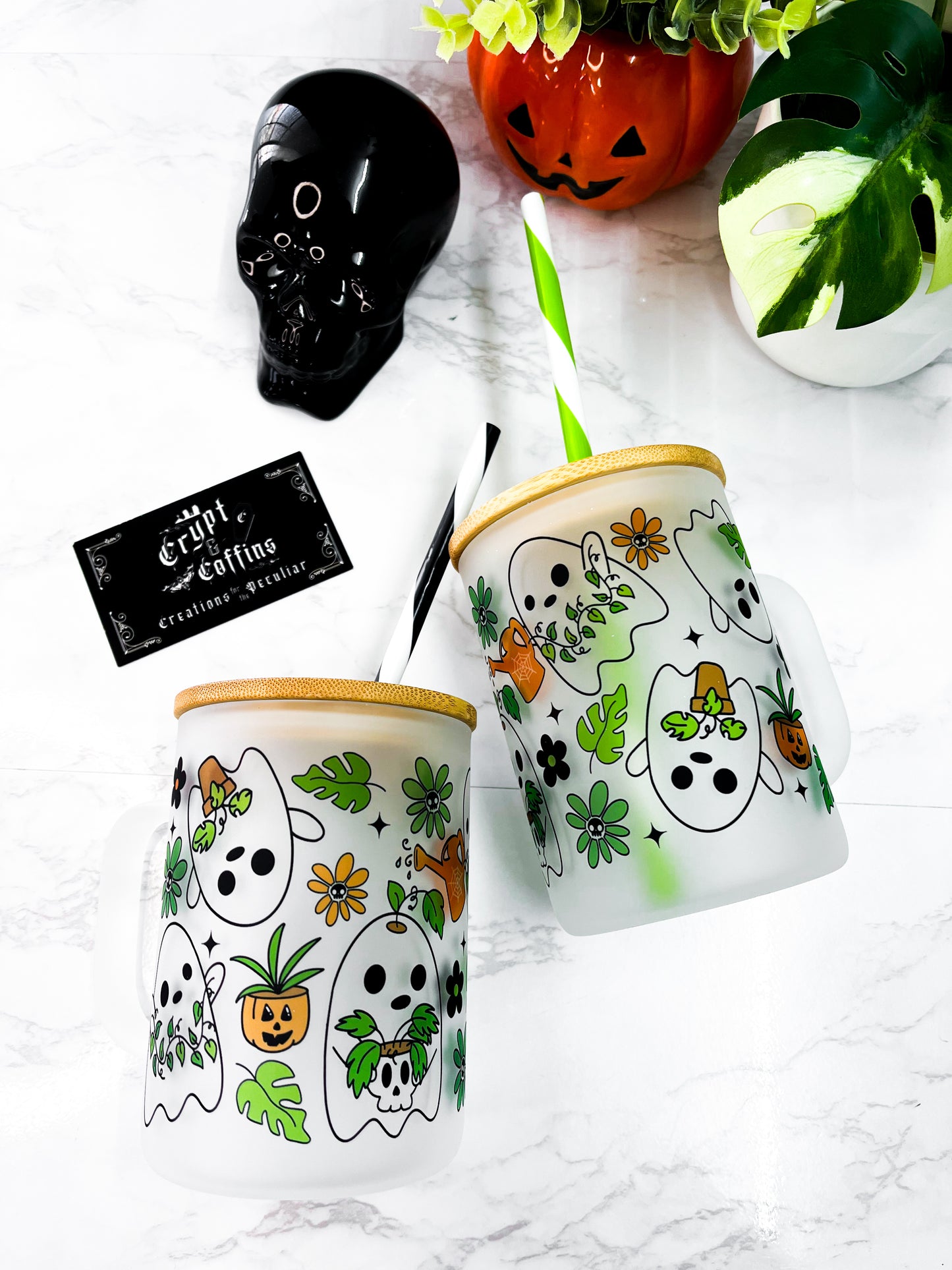 Botanical Chubby Ghosties | 15 oz. Hot + Cold Glass Mug