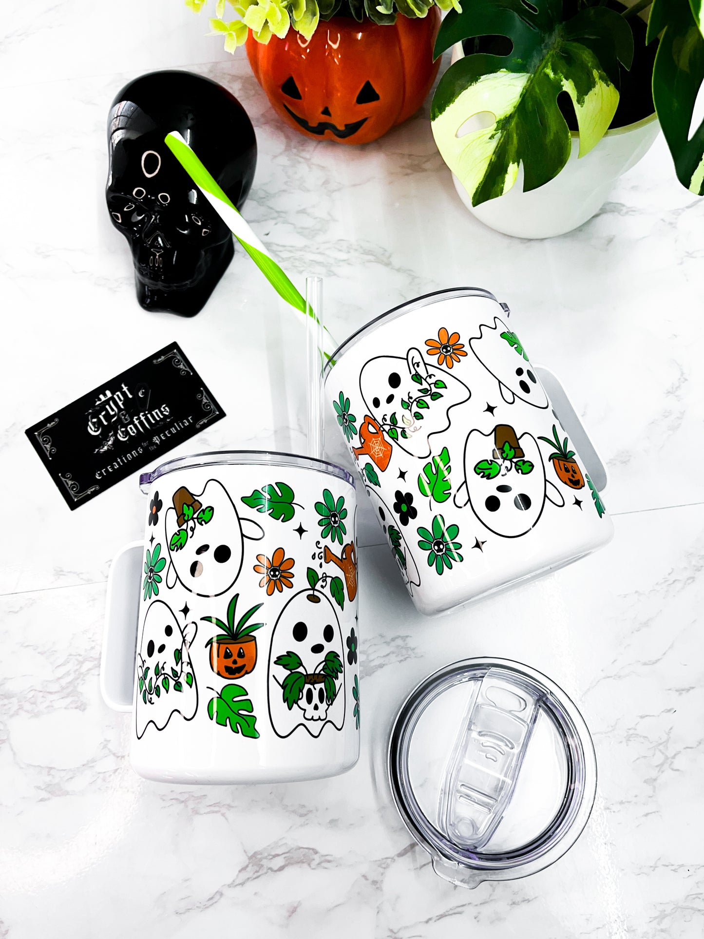 Botanical Chubby Ghosties | 12 oz. Travel Mug