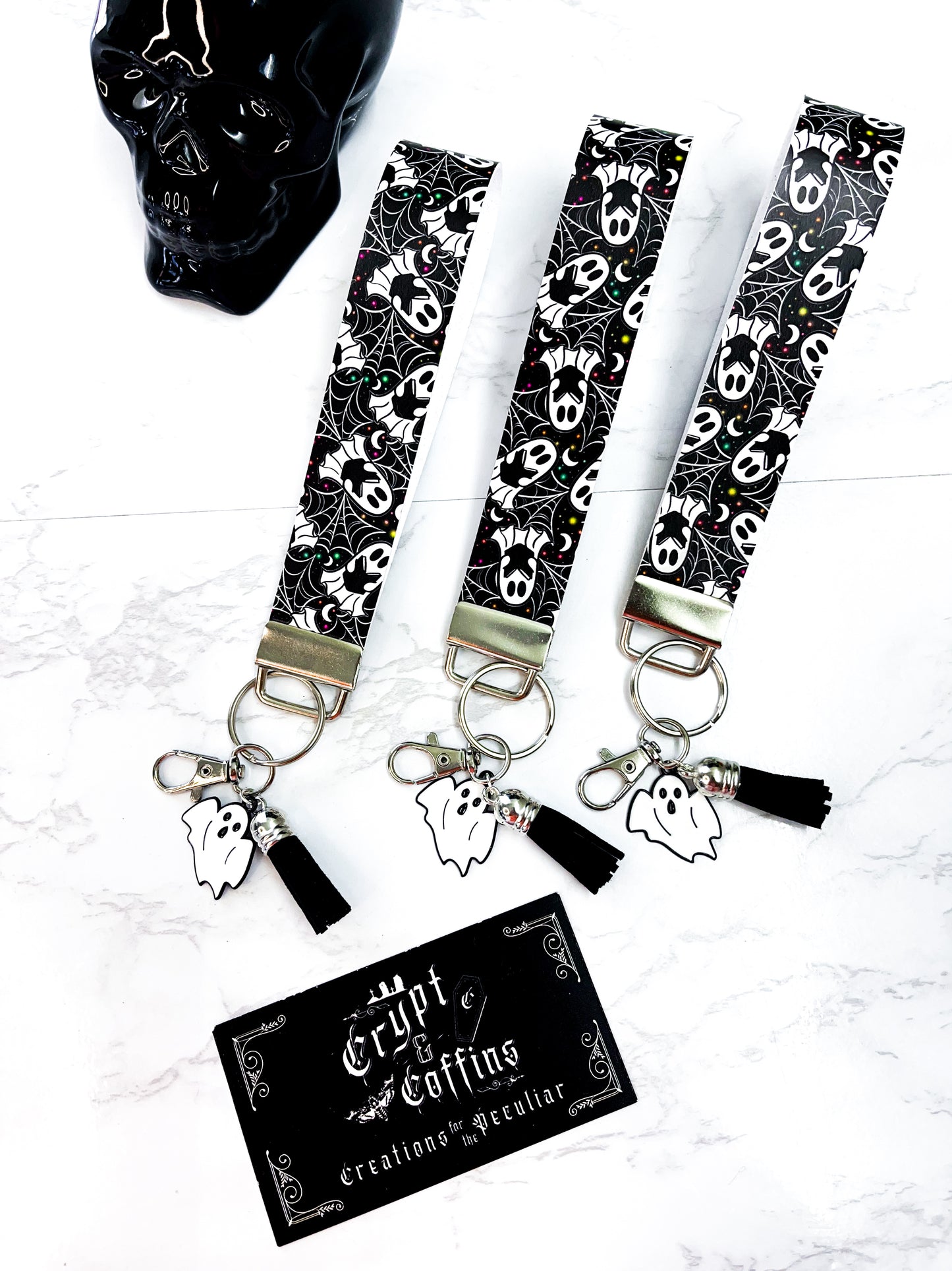 Web of Books | Faux Leather Keychain Wristlet