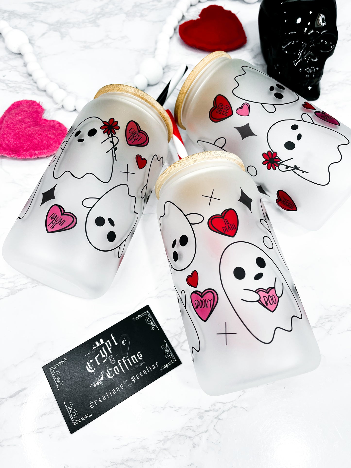 Valloween Ghosties | 16 oz. Hot + Cold Glass Cup