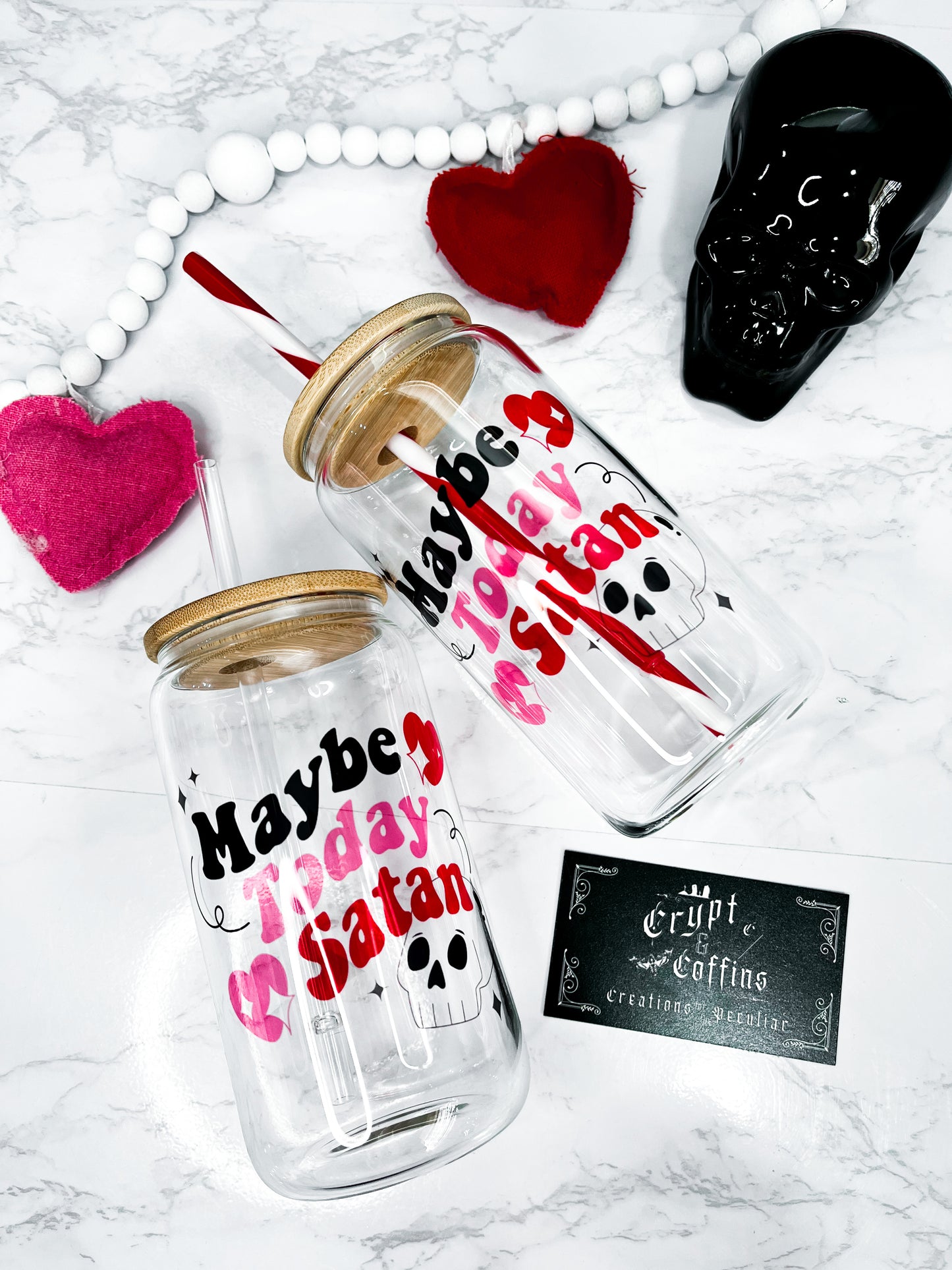 Maybe Today Satan | 16 oz. Hot + Cold Glass Cup