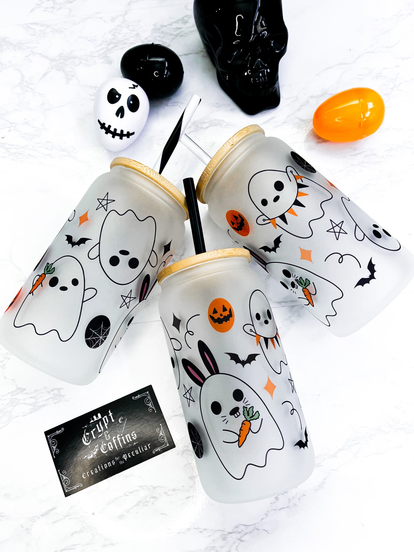 Hallow-Bunny Ghosties | 16 oz. Hot + Cold Glass Cup