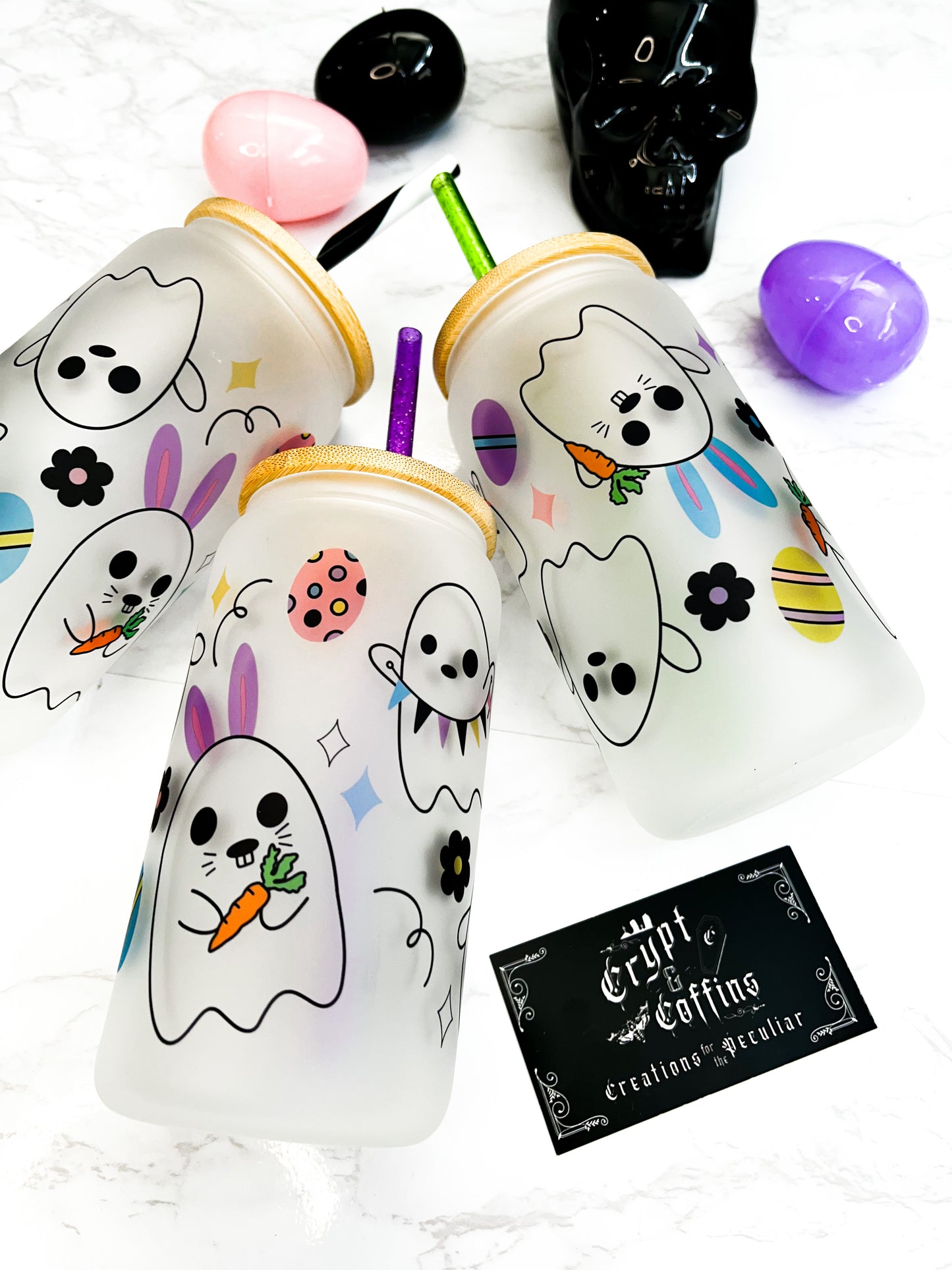 Easter-ween Ghosties | 16 oz. Hot + Cold Glass Cup