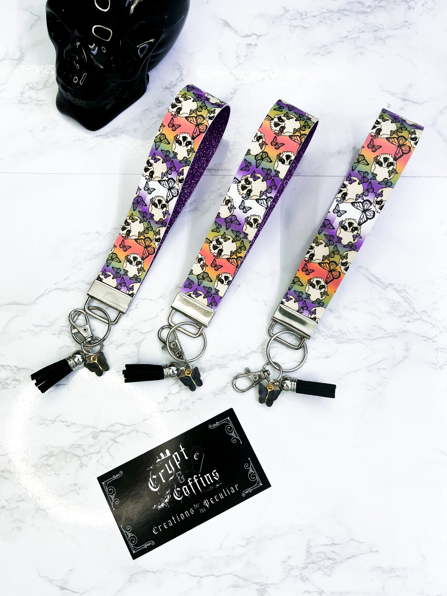 Butterfly Skellies | Faux Leather Keychain Wristlet