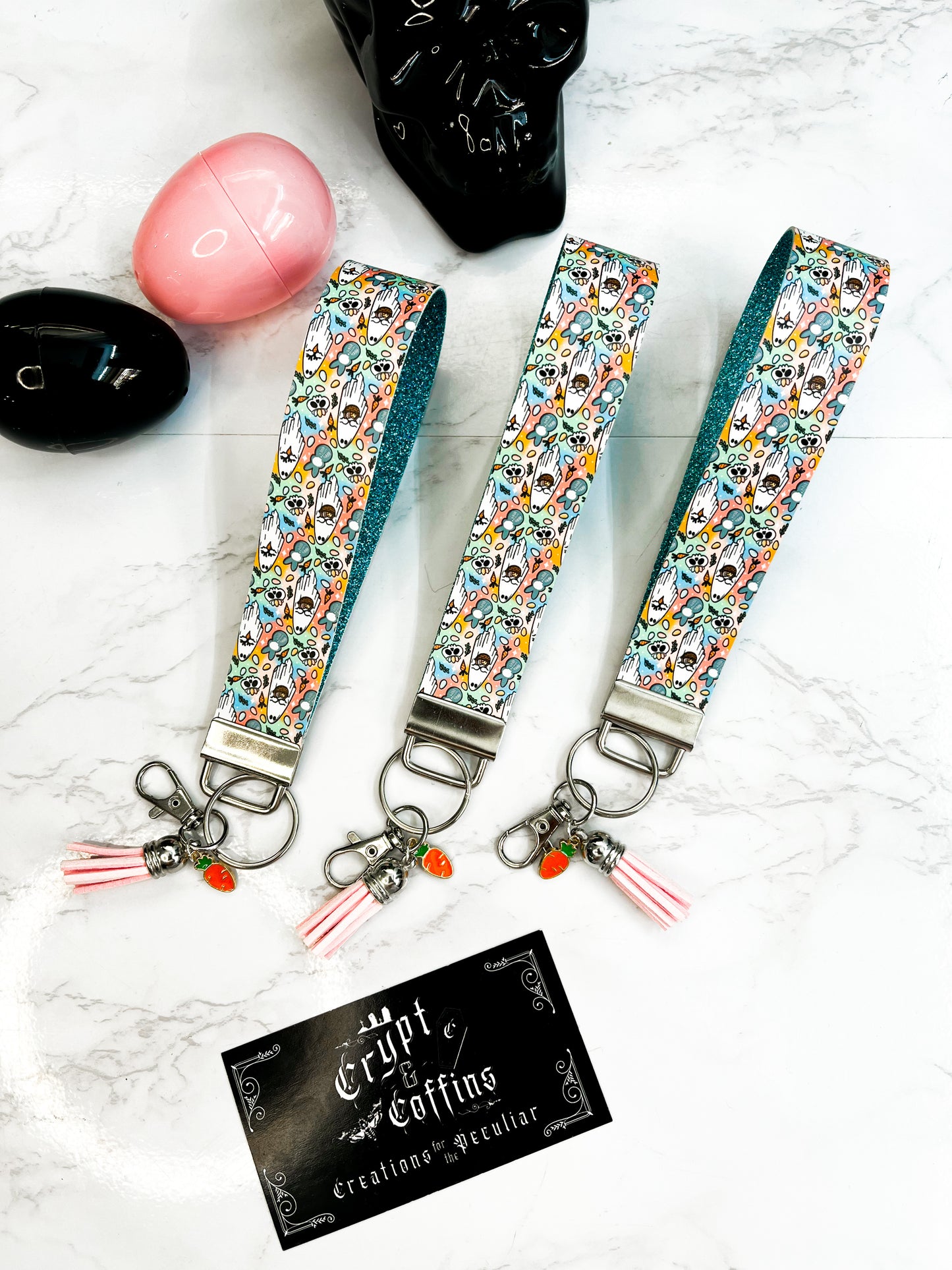 Easter-ween Vibes | Faux Leather Keychain Wristlet