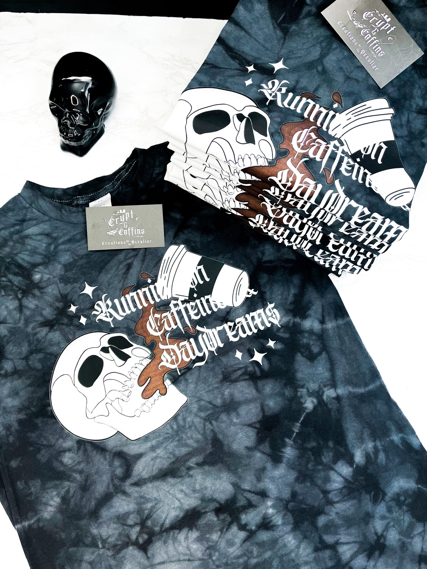 Runnin' on Caffeine + Daydreams | Black Crystal Wash T-Shirt