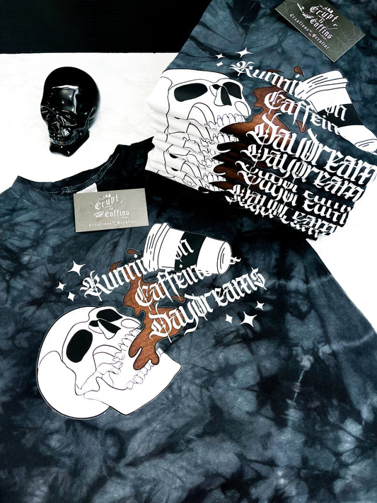 Runnin' on Caffeine + Daydreams | Black Crystal Wash T-Shirt