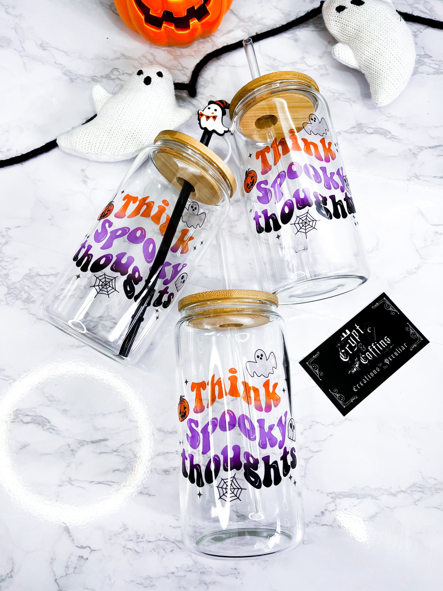 Think Spooky Thoughts | 16 oz. Hot + Cold Glass Cup