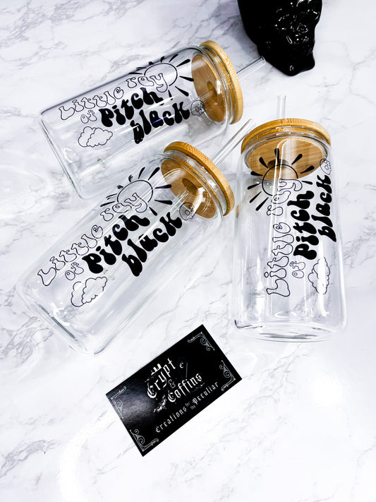 Little Ray of Pitch Black | 16 oz. Hot + Cold Glass Cup