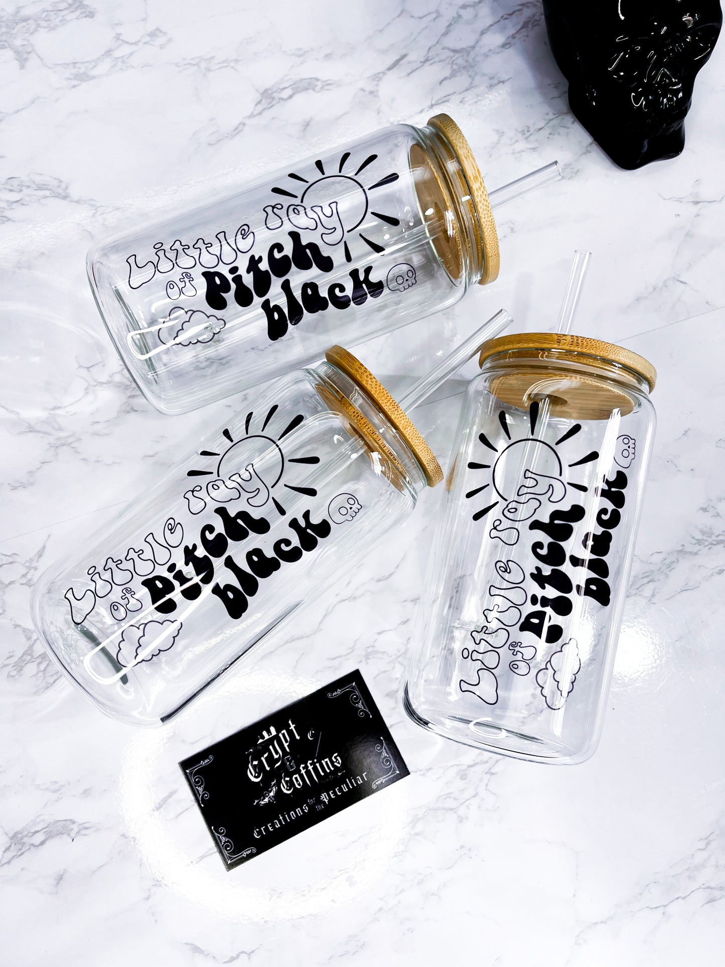 Little Ray of Pitch Black | 16 oz. Hot + Cold Glass Cup