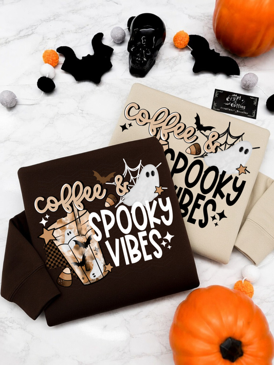 Coffee + Spooky Vibes | Espresso or Vanilla Cream T-Shirt / Sweater