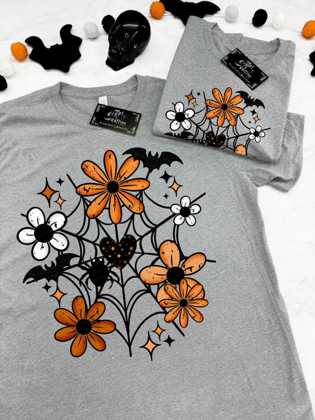 Spiderweb Florals | Gray Sweater/T-Shirt