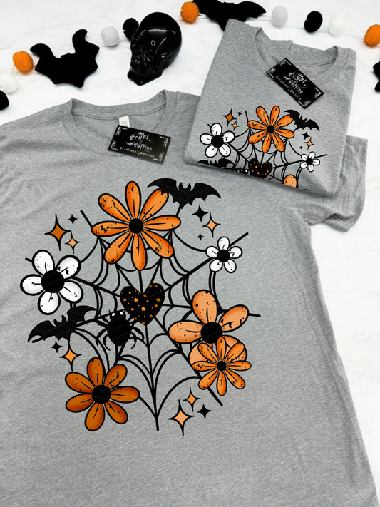 Spiderweb Florals | Gray Sweater/T-Shirt