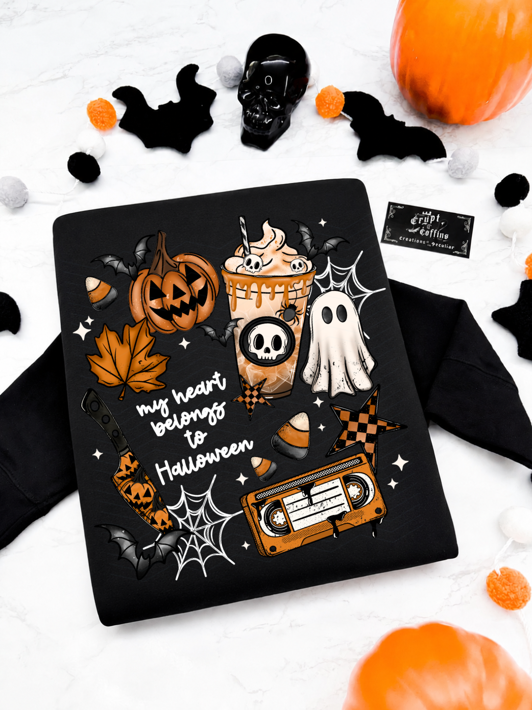 My Heart Belongs to Halloween | Black or Orange T-Shirt / Sweater