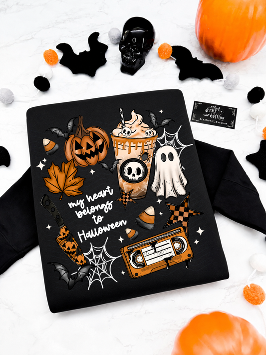 My Heart Belongs to Halloween | Black or Orange T-Shirt / Sweater
