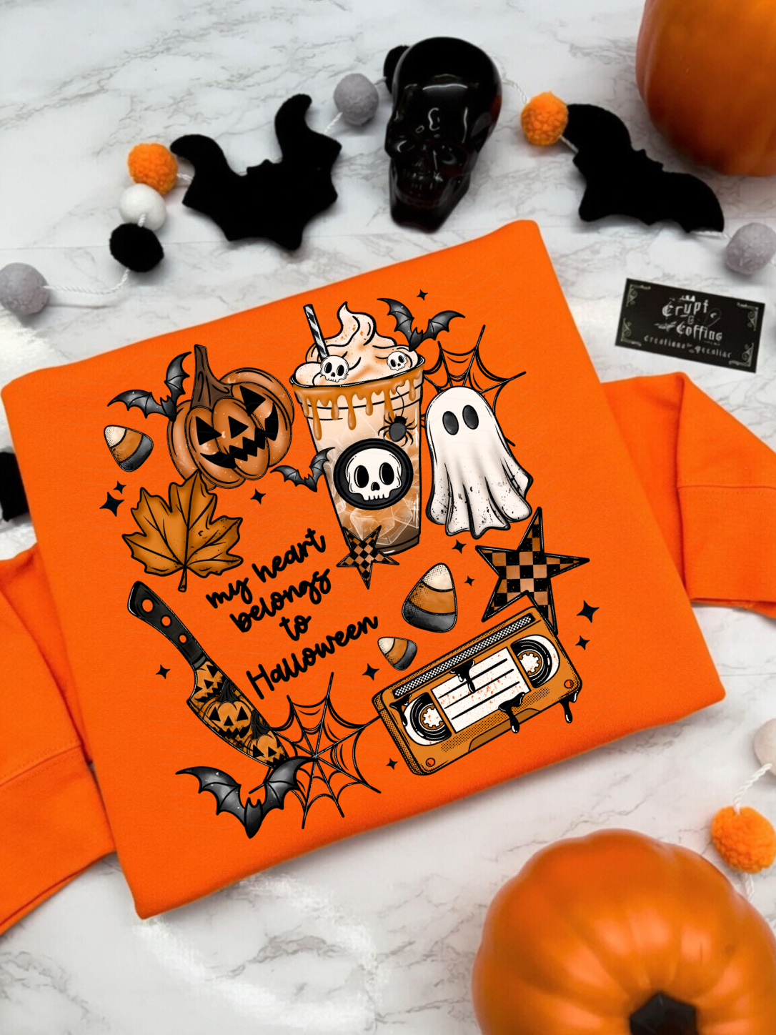 My Heart Belongs to Halloween | Black or Orange T-Shirt / Sweater