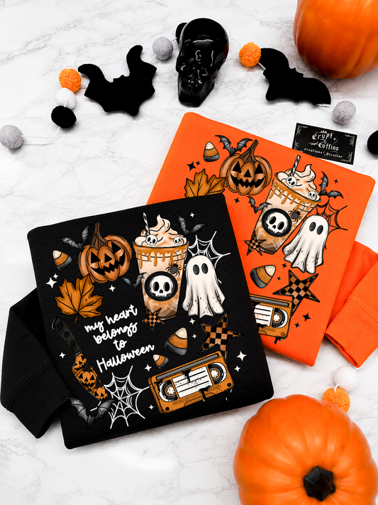 My Heart Belongs to Halloween | Black or Orange T-Shirt / Sweater