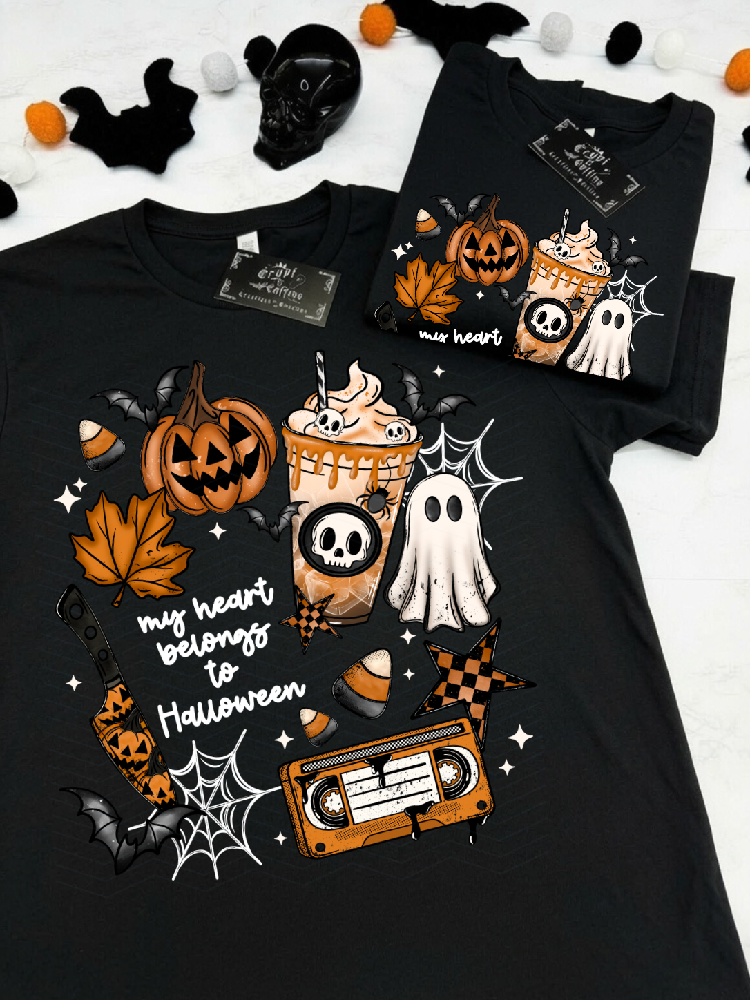 My Heart Belongs to Halloween | Black or Orange T-Shirt / Sweater