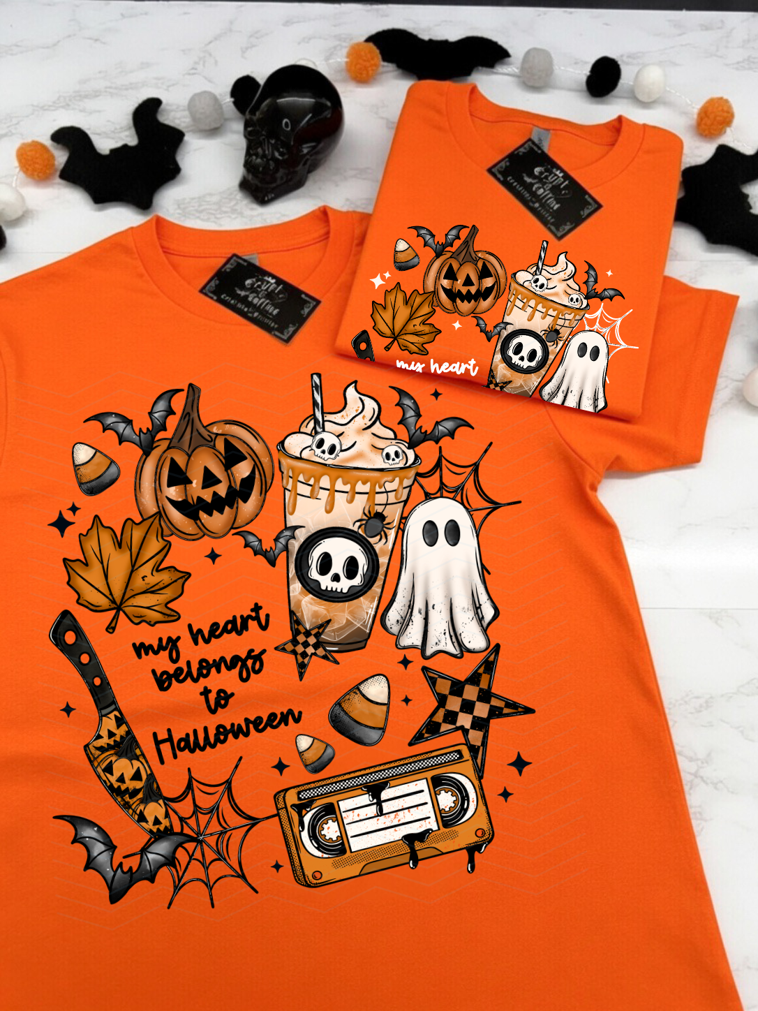 My Heart Belongs to Halloween | Black or Orange T-Shirt / Sweater