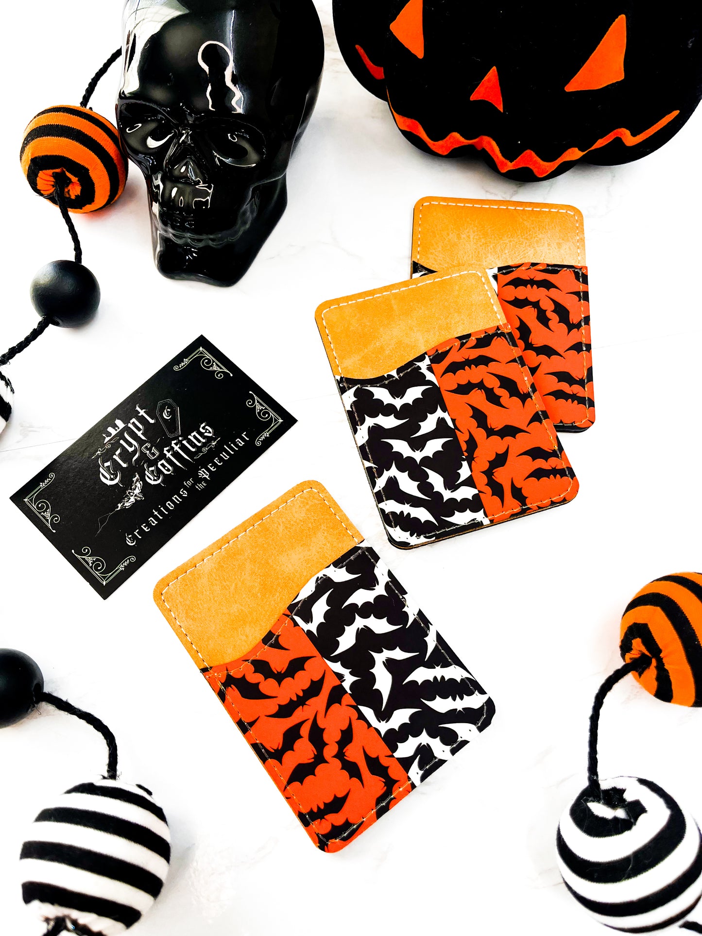 Orange + Black Inverted Bats - Phone Wallet