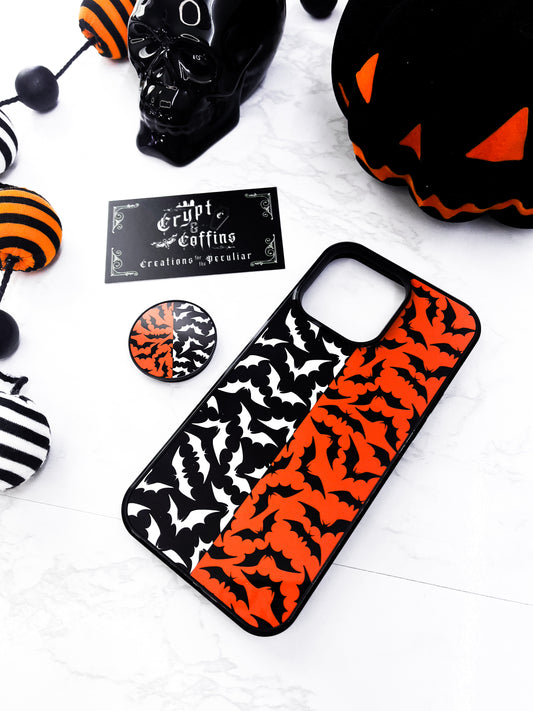 Orange + Black Inverted Bats | iPhone Protective Case