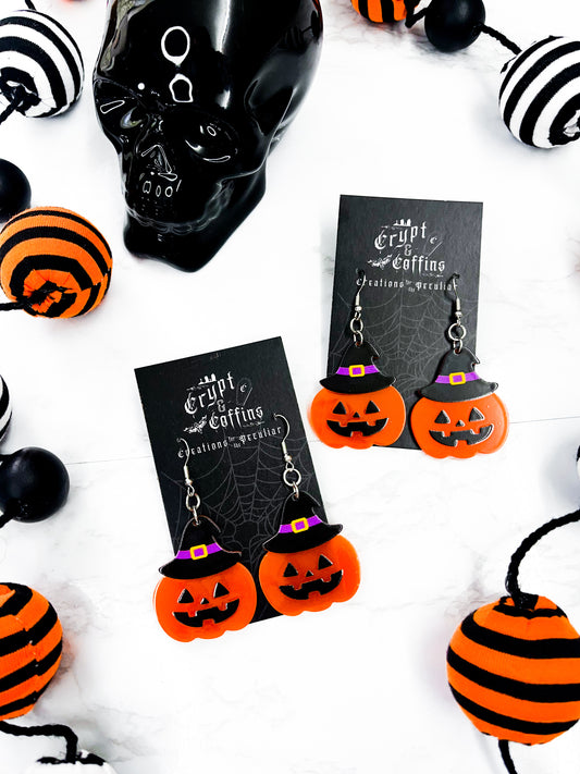 Witch Pumpkin | Acrylic Earrings