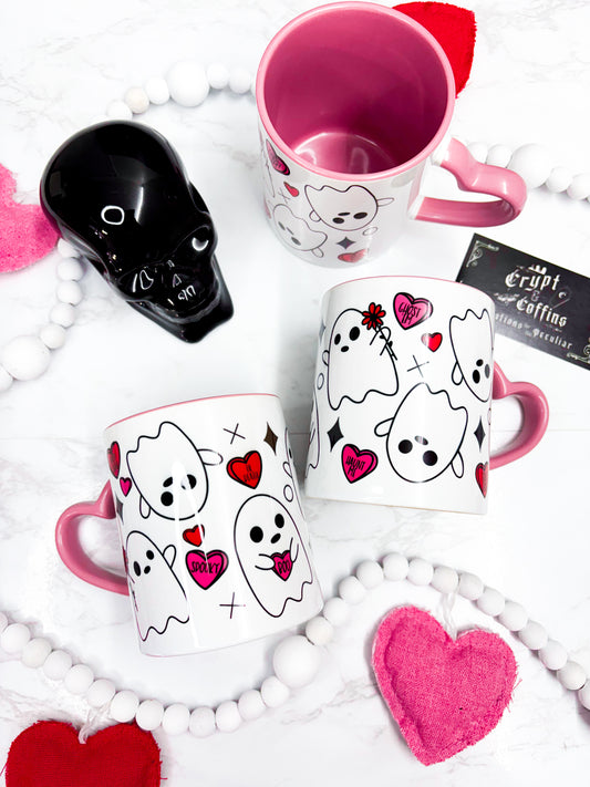 Valloween Chubby Ghosties | 11 oz. Ceramic Heart Handle Mug