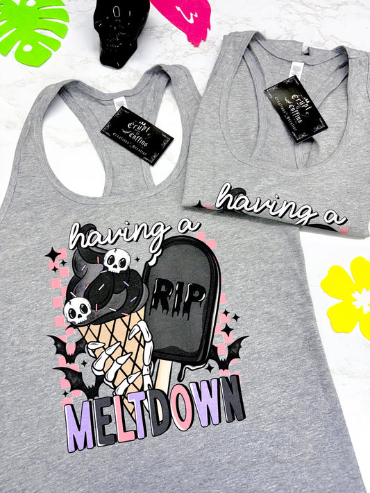 Having a Meltdown | Grey Racerback Tank