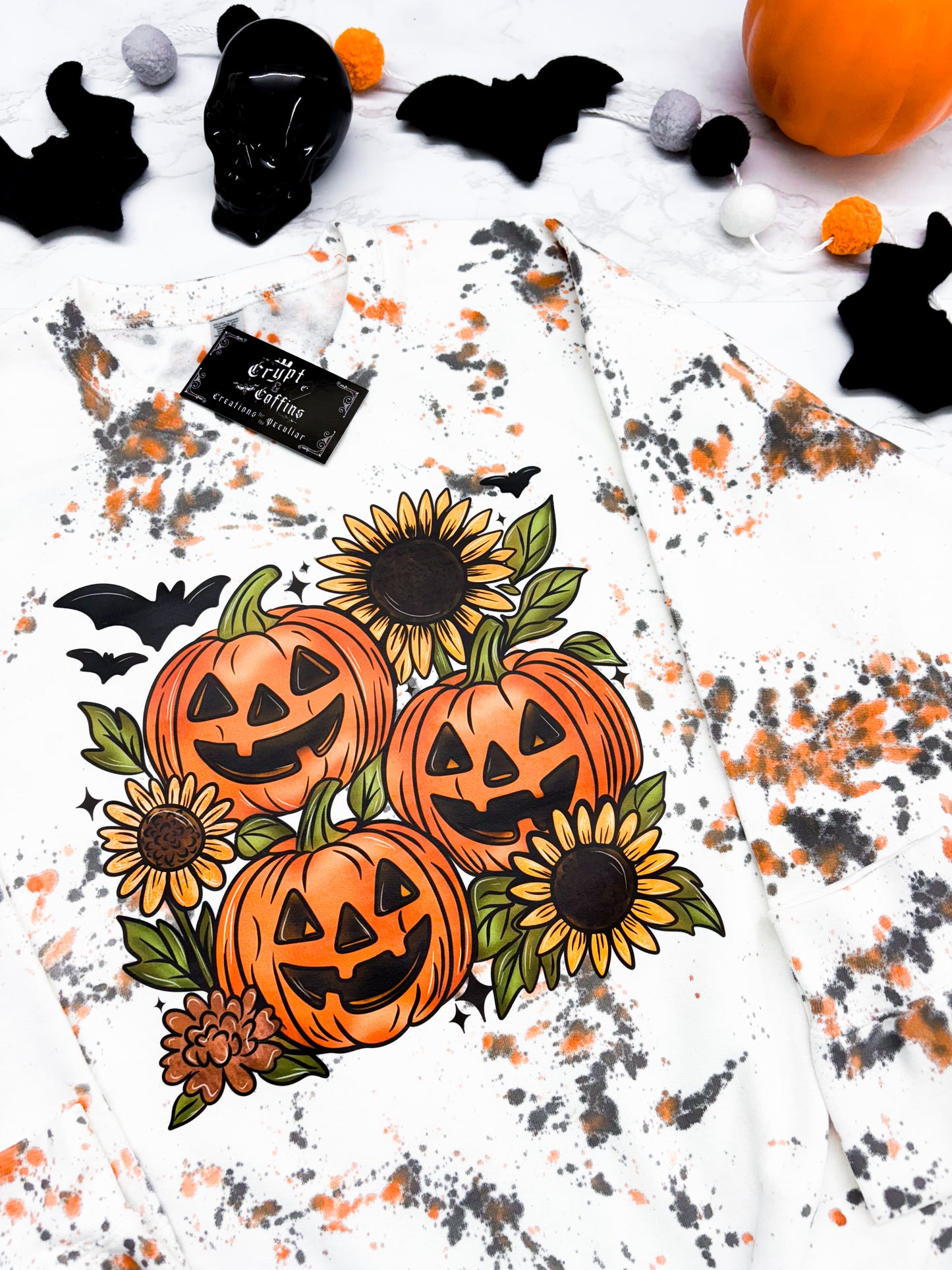 Pumpkins + Sunflowers | Speckled Crewneck Sweater