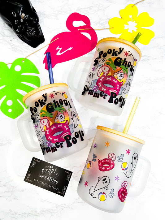 Spooky Ghoul Summer Pools | 15 oz. Hot + Cold Glass Frosted Mug