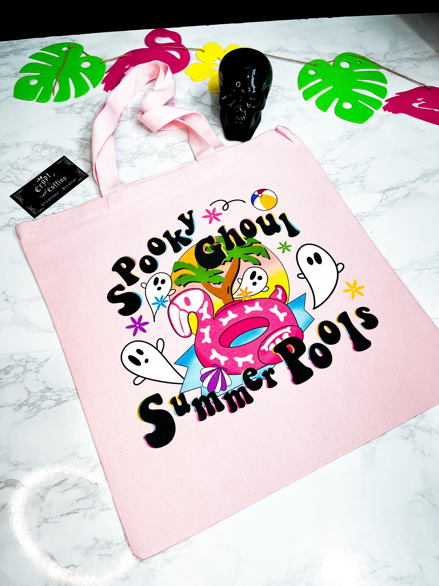 Spooky Ghoul Summer Pools | Baby Pink Tote Bag