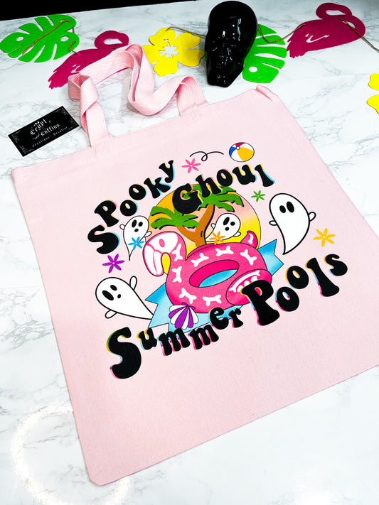 Spooky Ghoul Summer Pools | Baby Pink Tote Bag