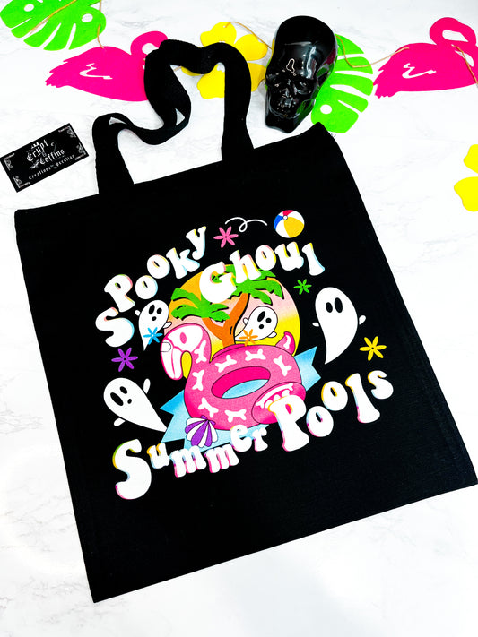 Spooky Ghoul Summer Pools | Black Tote Bag