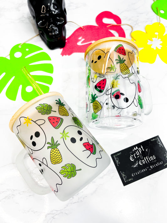 Tropical Ghostie | 15 oz. Hot + Cold Glass Mug