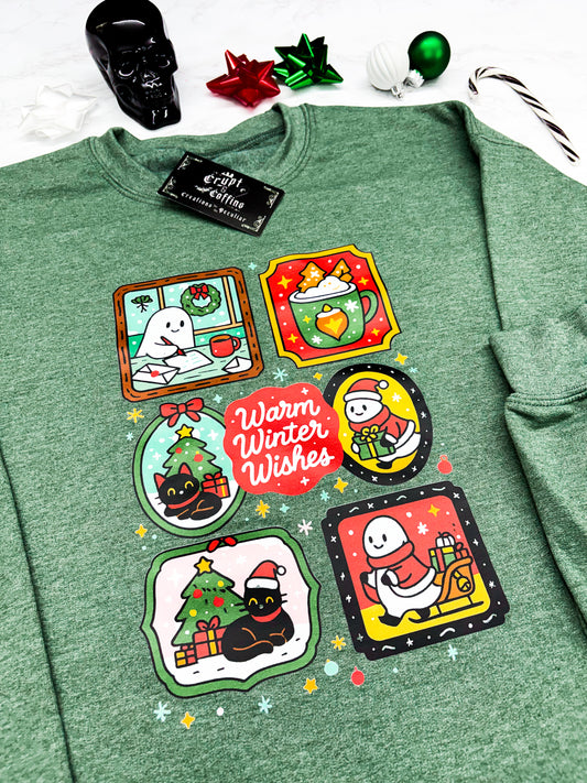 Warm Winter Wishes | Heather Winter Green Crewneck Sweater