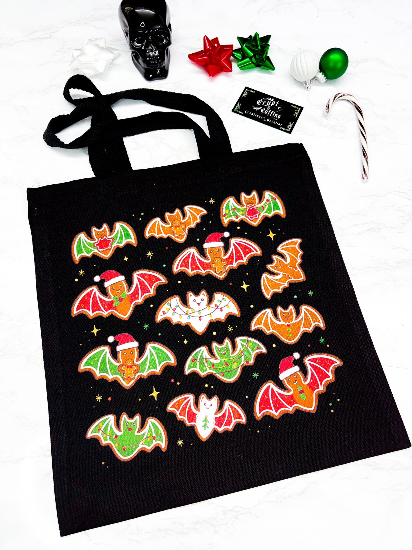 Creepmas Cookie Bats | Black Tote Bag
