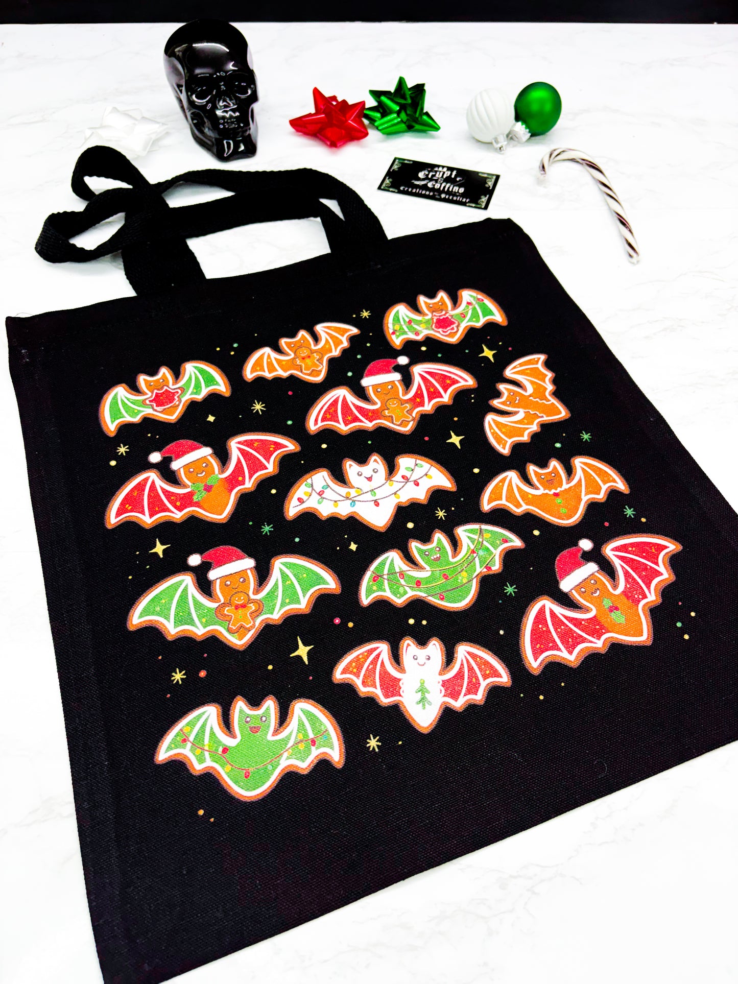 Creepmas Cookie Bats | Black Tote Bag
