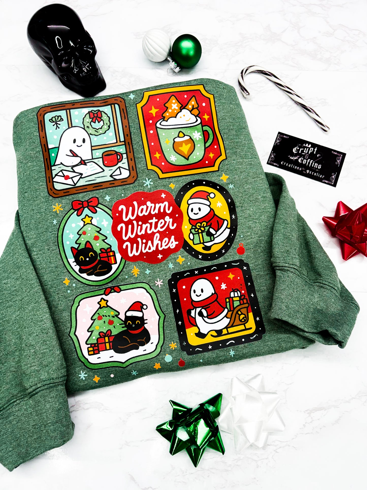 Warm Winter Wishes | Heather Winter Green Crewneck Sweater